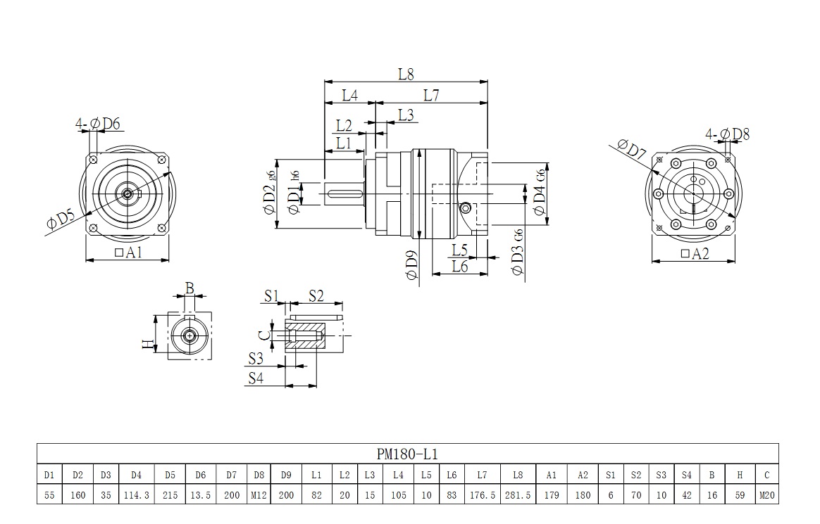 伺服行星減速機PM180_L1圖紙